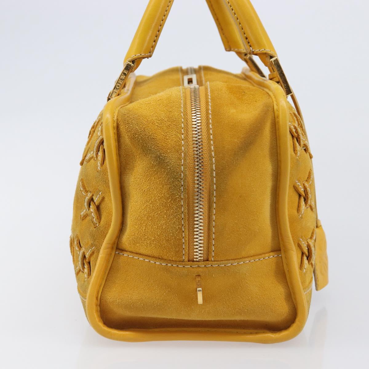 LOEWE Amazona 28 Hand Bag Suede Yellow Gold Auth 200433V