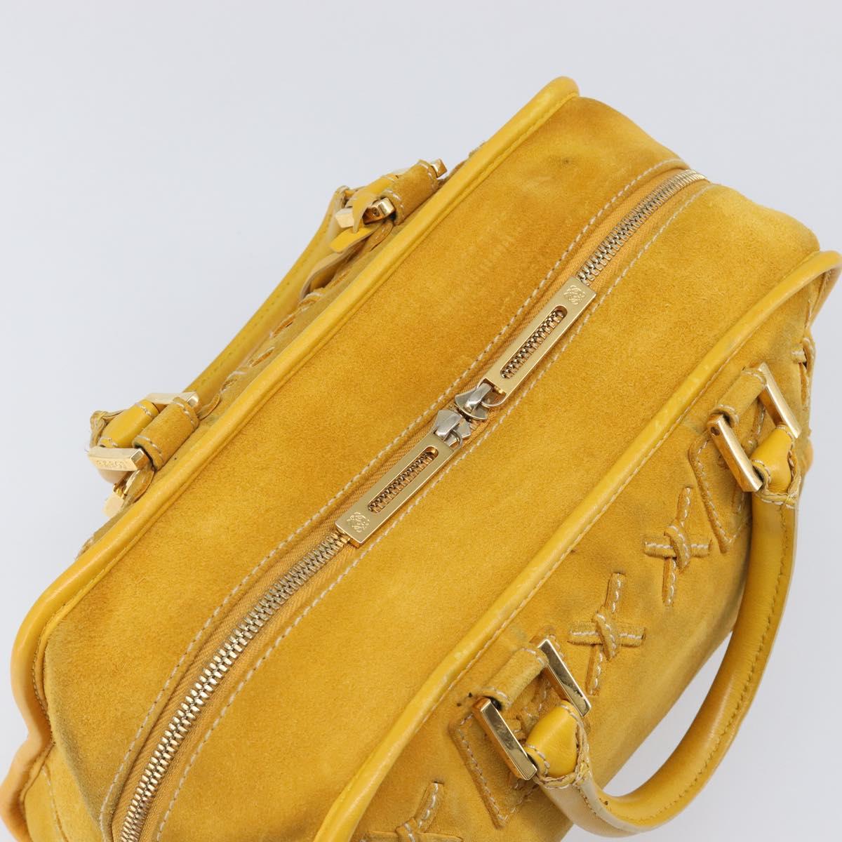 LOEWE Amazona 28 Hand Bag Suede Yellow Gold Auth 200433V