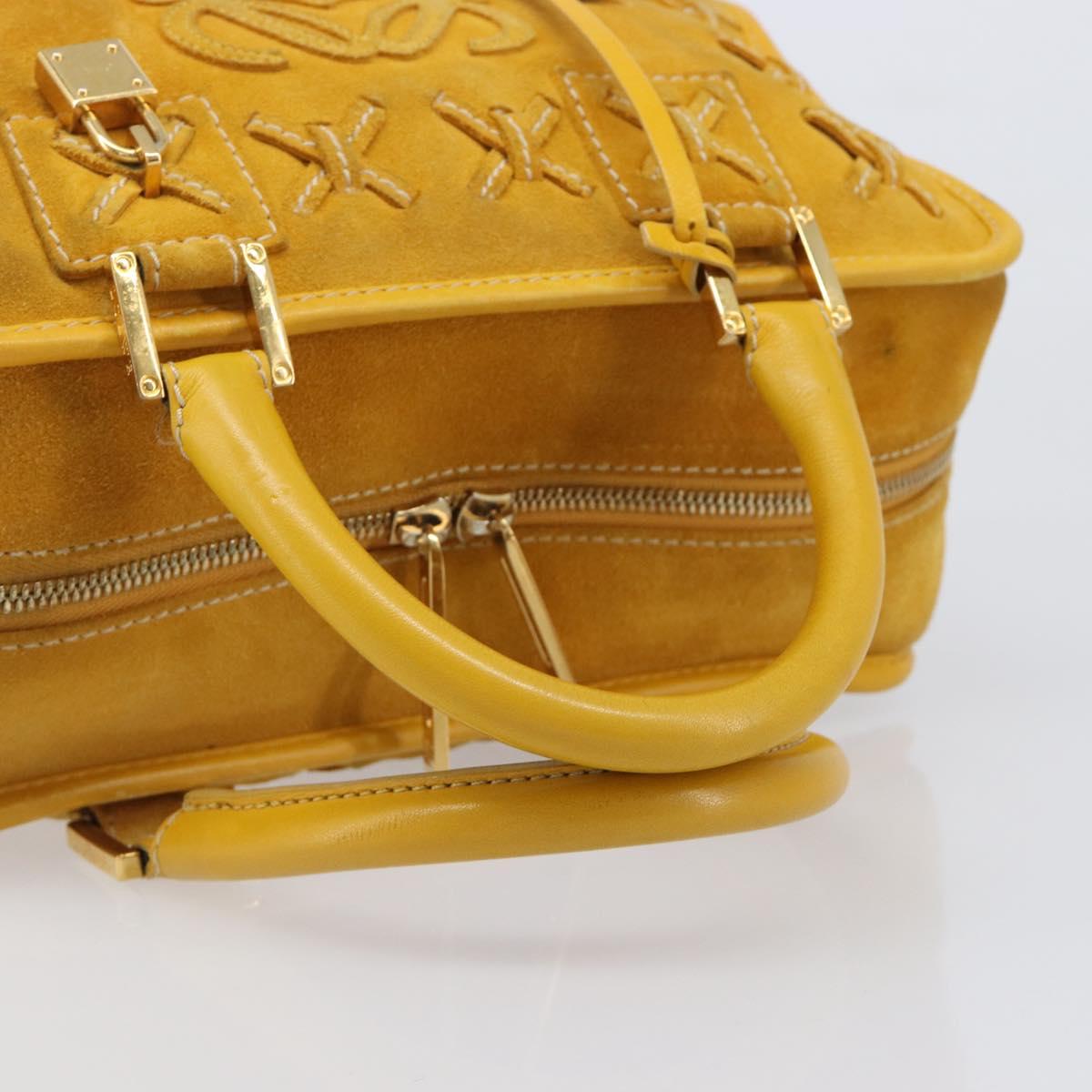LOEWE Amazona 28 Hand Bag Suede Yellow Gold Auth 200433V