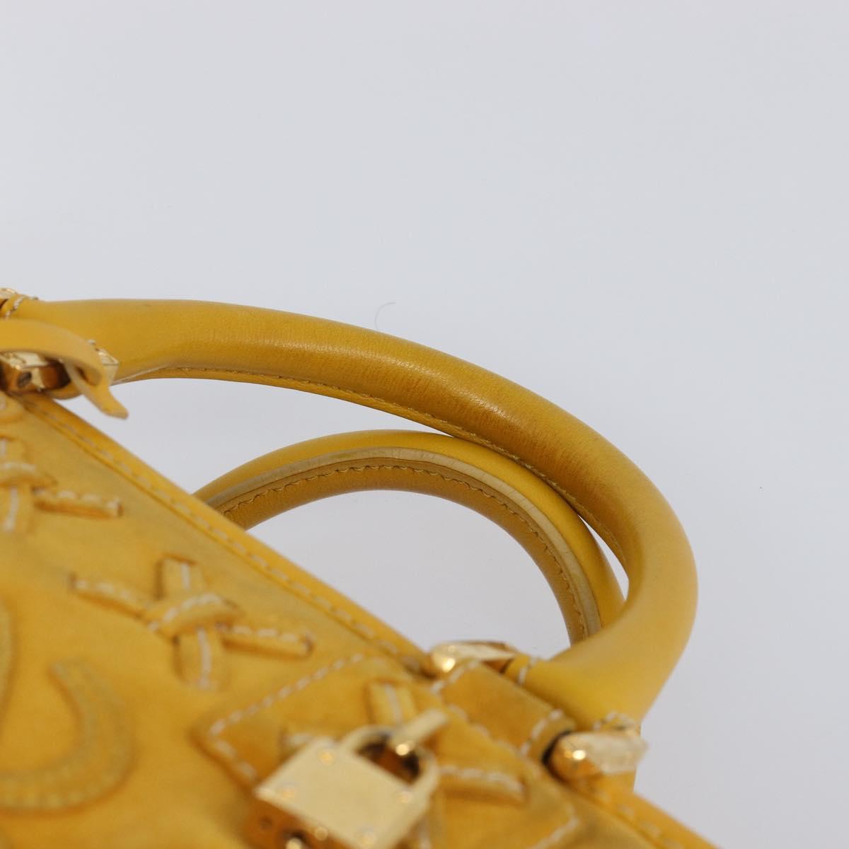 LOEWE Amazona 28 Hand Bag Suede Yellow Gold Auth 200433V
