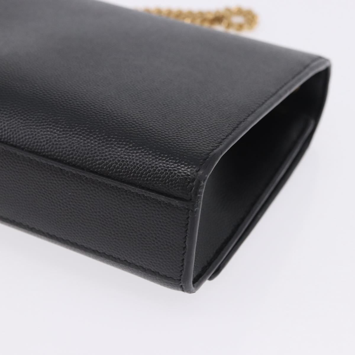 SAINT LAURENT Chain Kate Shoulder Bag Leather Black Gold Auth 200434M