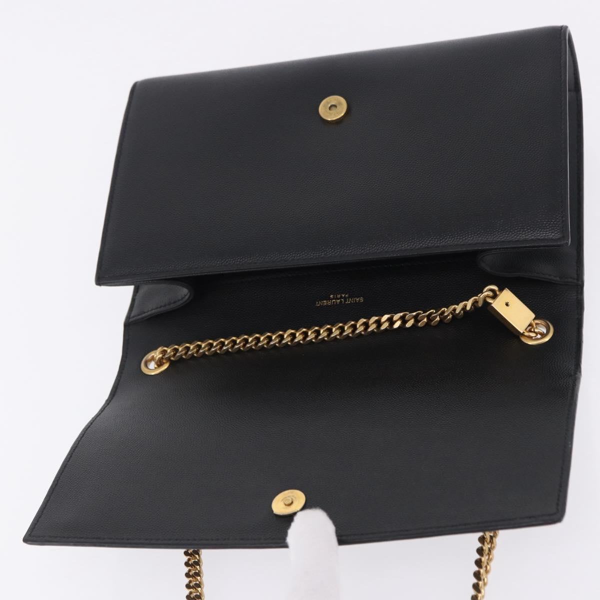 SAINT LAURENT Chain Kate Shoulder Bag Leather Black Gold Auth 200434M