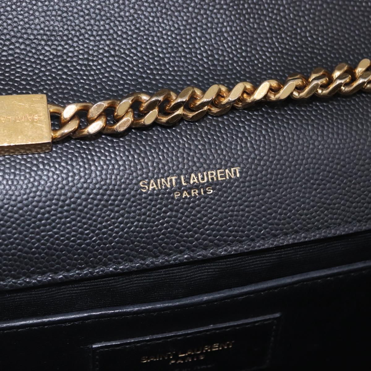 SAINT LAURENT Chain Kate Shoulder Bag Leather Black Gold Auth 200434M
