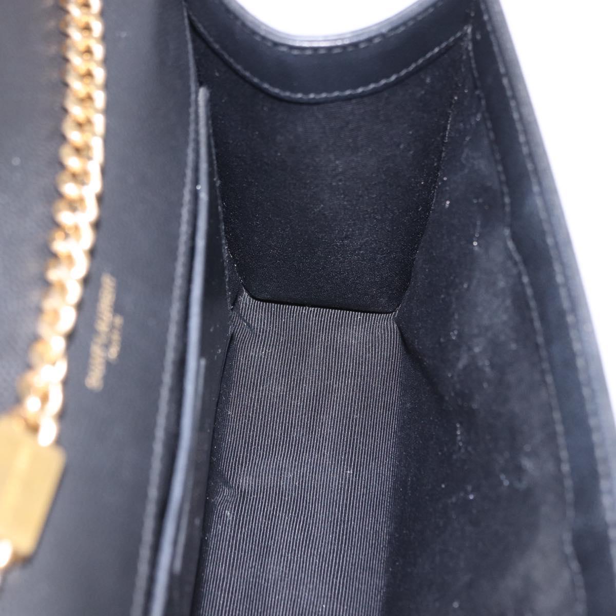 SAINT LAURENT Chain Kate Shoulder Bag Leather Black Gold Auth 200434M