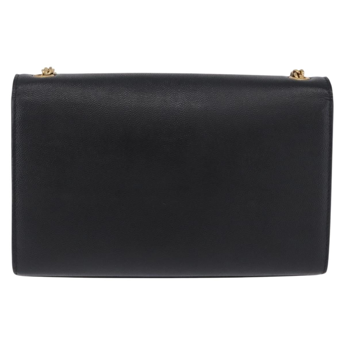 SAINT LAURENT Chain Kate Shoulder Bag Leather Black Gold Auth 200434M