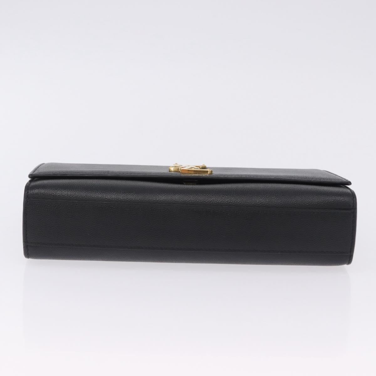 SAINT LAURENT Chain Kate Shoulder Bag Leather Black Gold Auth 200434M
