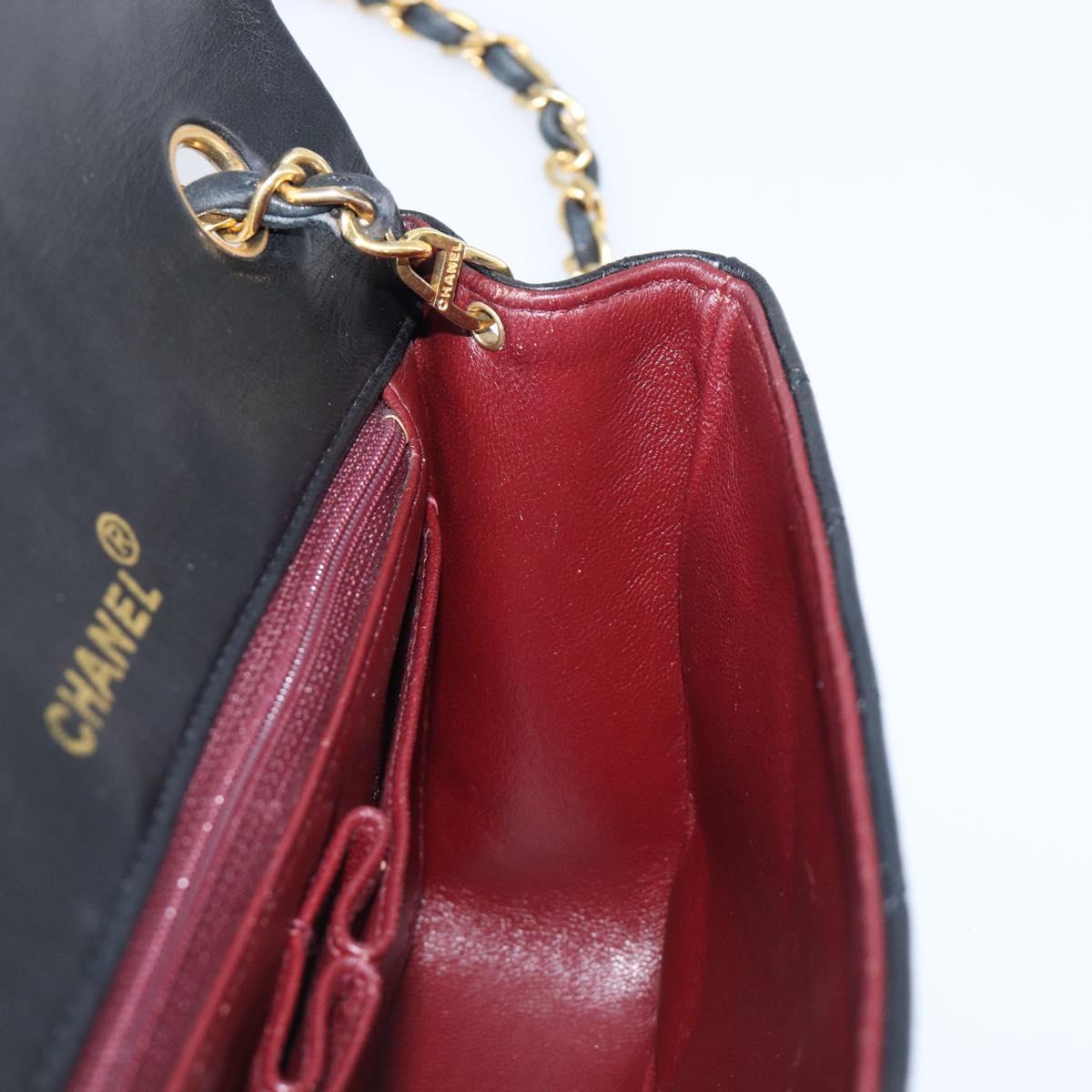 CHANEL Chain Matelasse Shoulder Bag Lamb Skin Black Gold CC Auth 200435V
