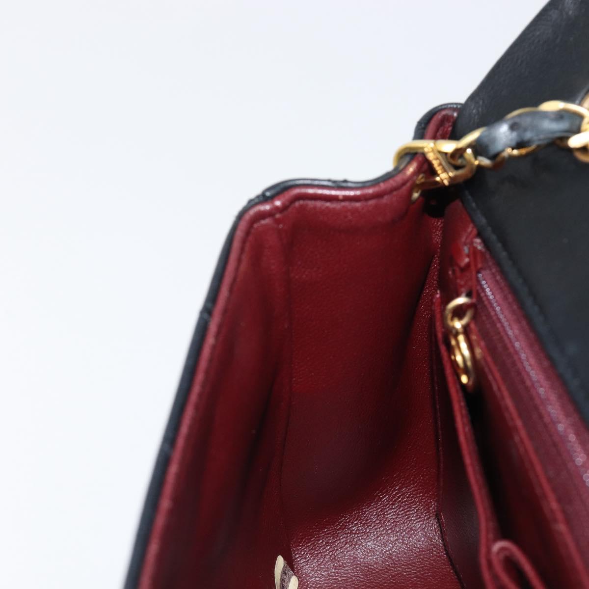 CHANEL Chain Matelasse Shoulder Bag Lamb Skin Black Gold CC Auth 200435V