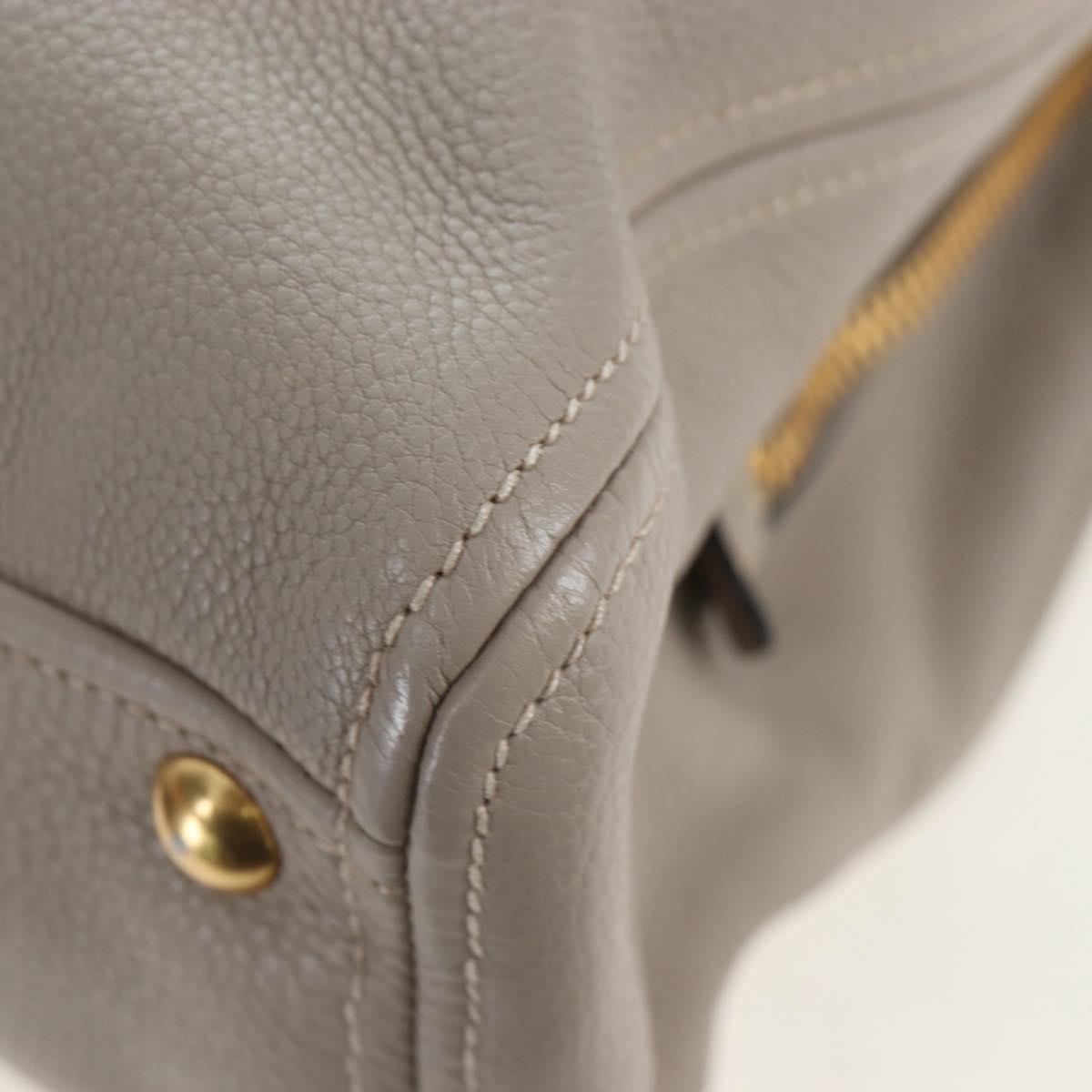 Miu Miu Tote Bag Leather 2way Beige Gold Auth 200436M