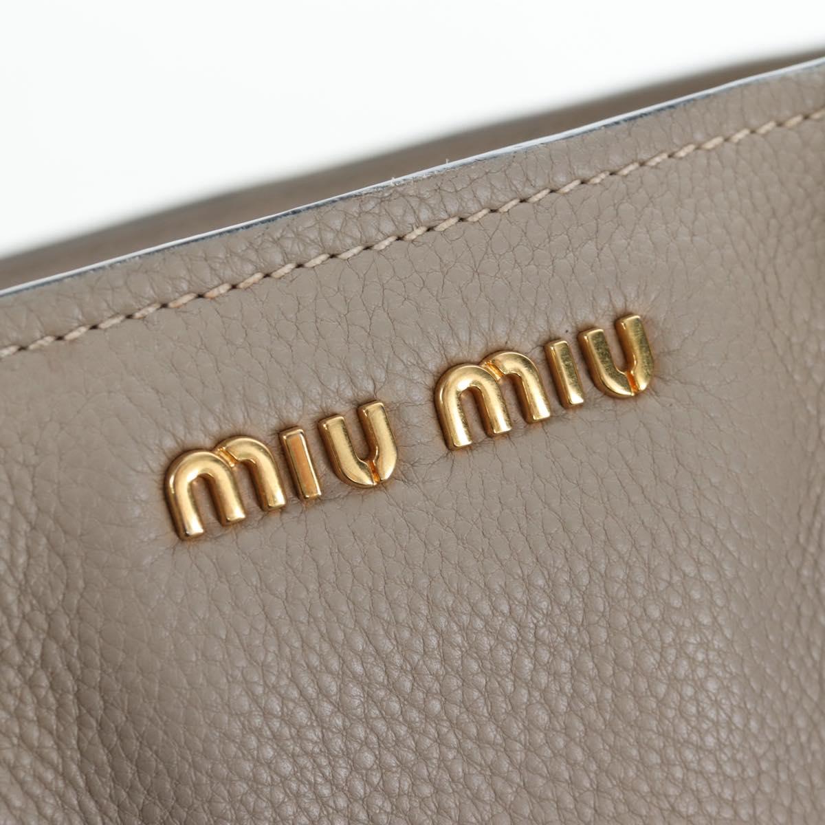 Miu Miu Tote Bag Leather 2way Beige Gold Auth 200436M