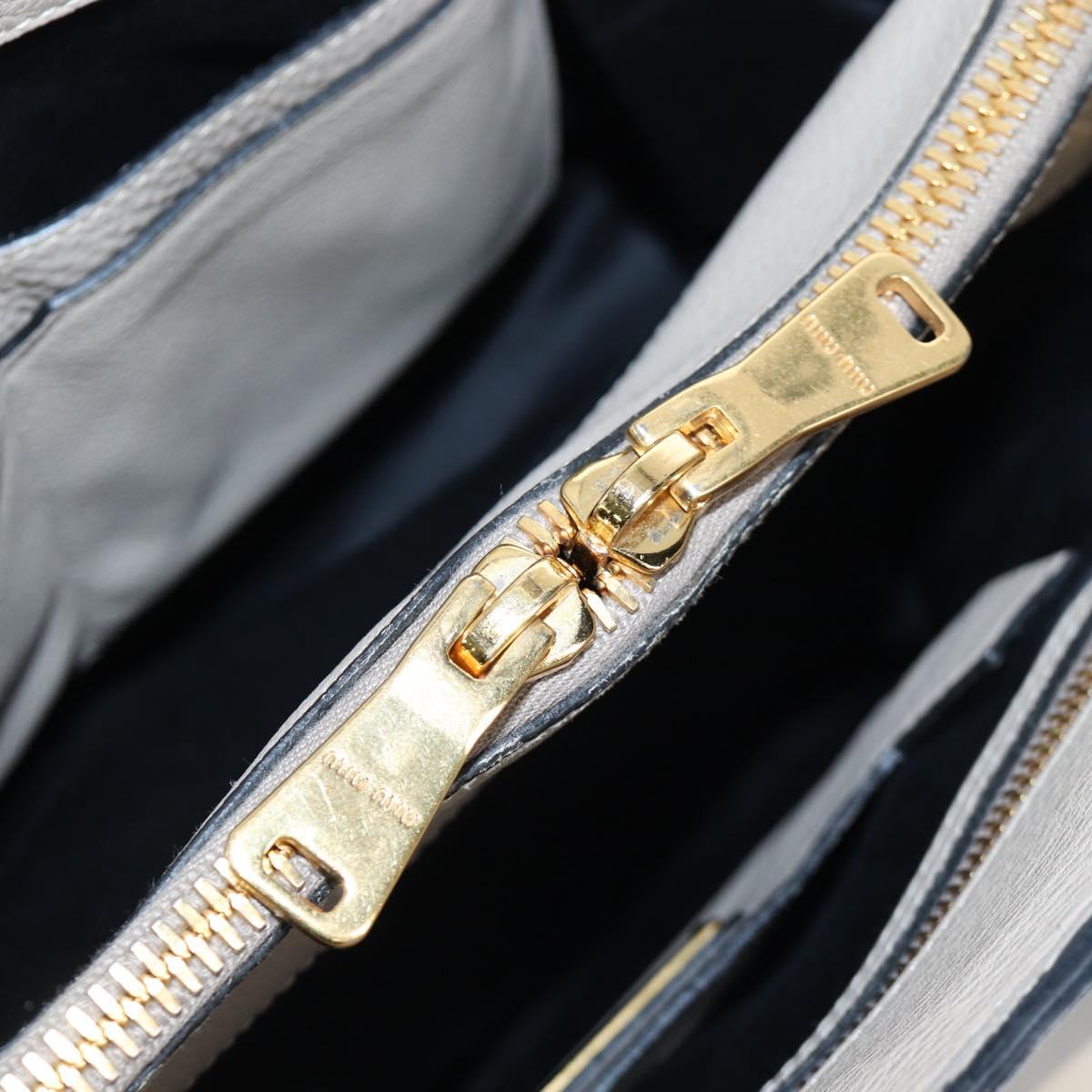 Miu Miu Tote Bag Leather 2way Beige Gold Auth 200436M