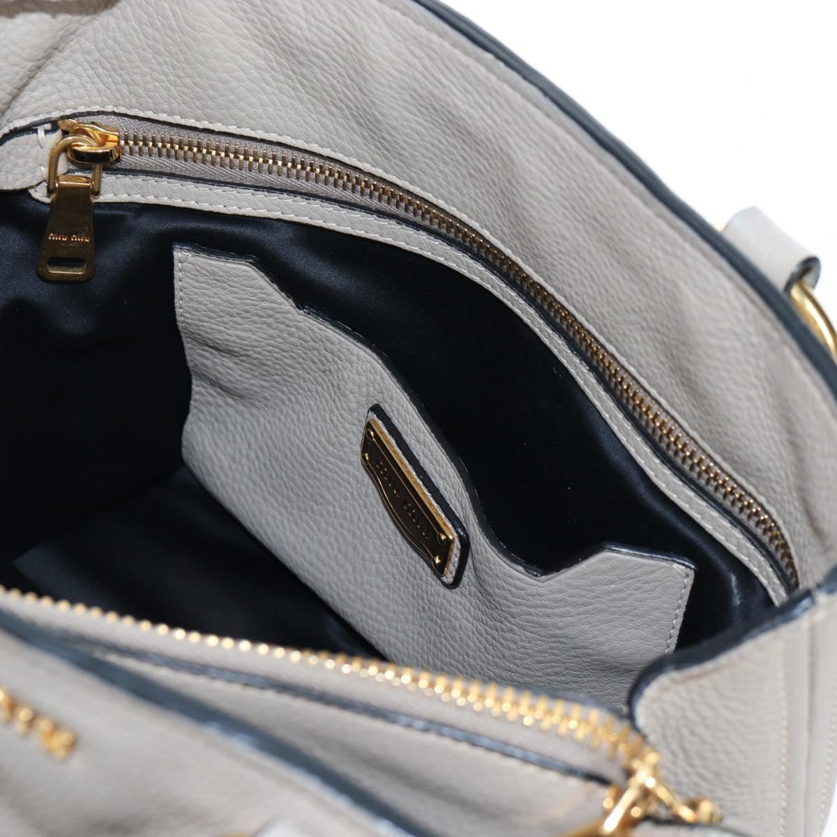 Miu Miu Tote Bag Leather 2way Beige Gold Auth 200436M