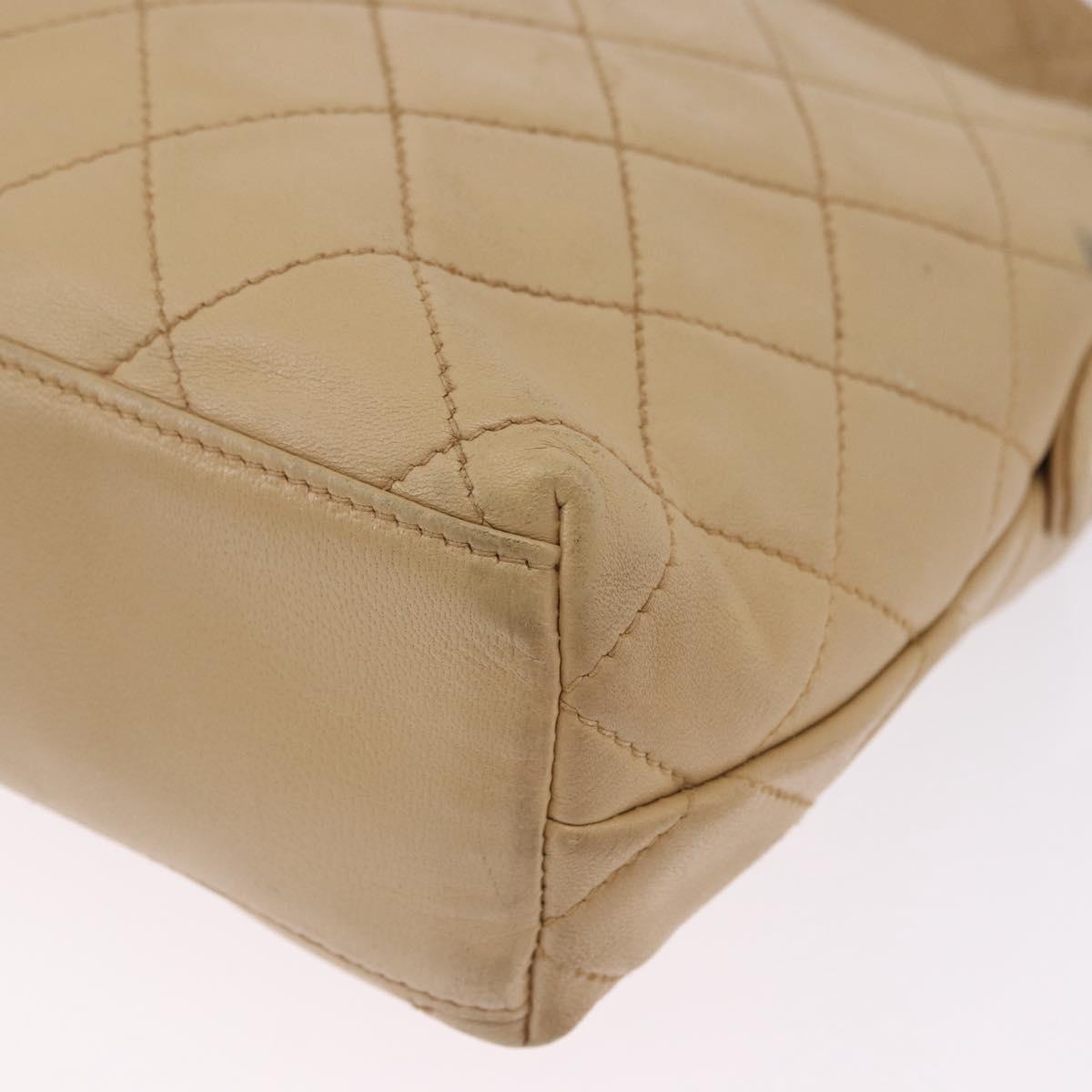 CHANEL Matelasse Shoulder Bag Lamb Skin Beige Gold CC Auth 200437A