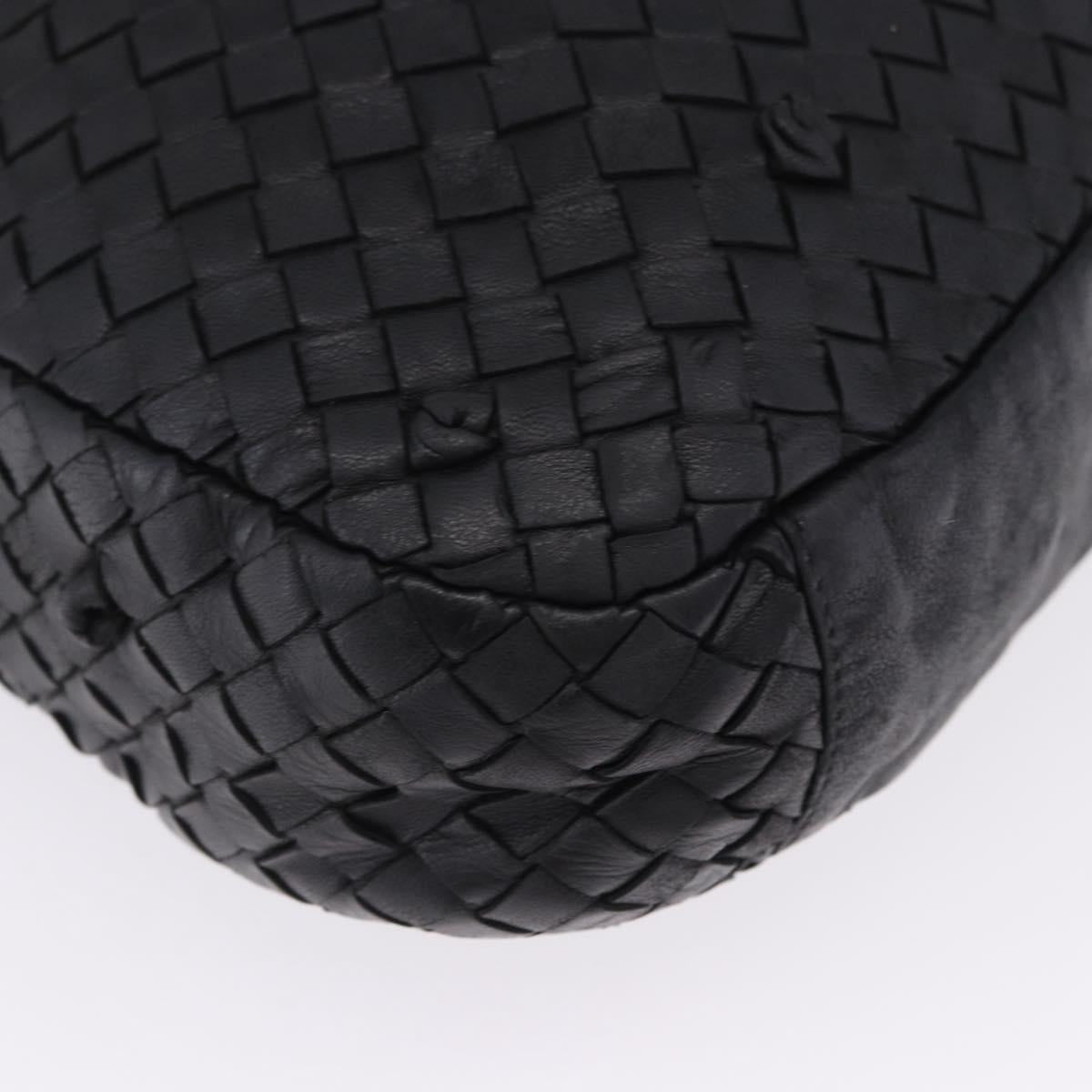 BOTTEGA VENETA INTRECCIATO Shoulder Bag Leather Black Gold 125263 Auth 200439V