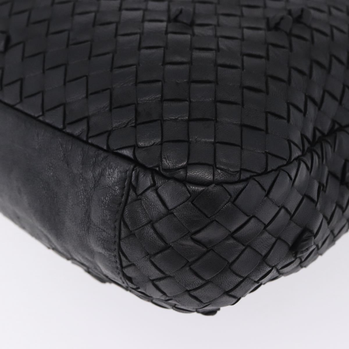 BOTTEGA VENETA INTRECCIATO Shoulder Bag Leather Black Gold 125263 Auth 200439V