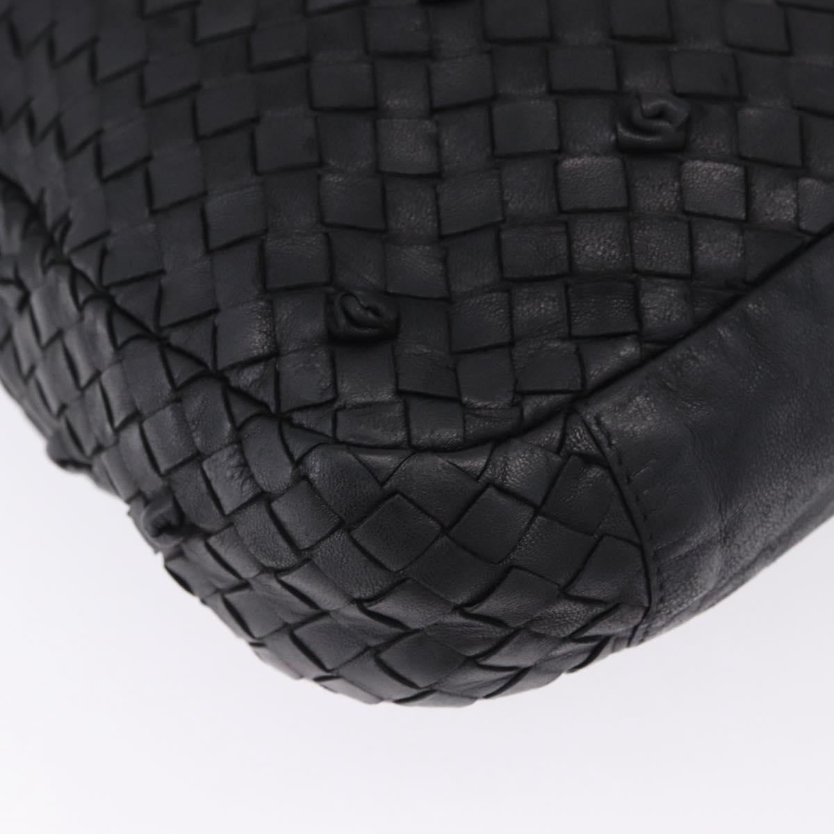 BOTTEGA VENETA INTRECCIATO Shoulder Bag Leather Black Gold 125263 Auth 200439V