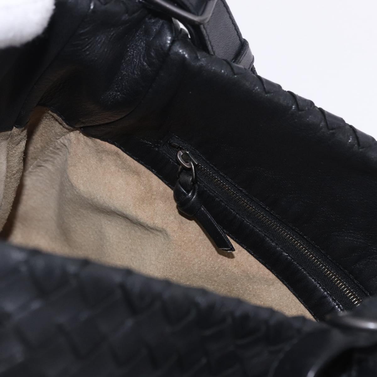BOTTEGA VENETA INTRECCIATO Shoulder Bag Leather Black Gold 125263 Auth 200439V