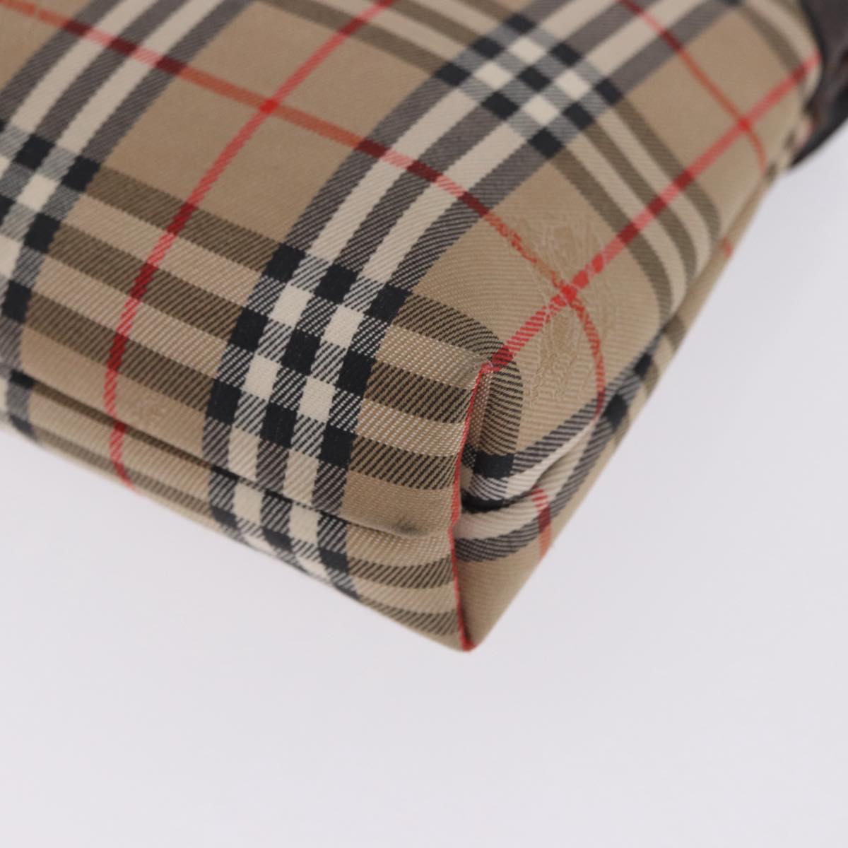 Burberrys Nova Check Pouch Canvas Beige Auth 200446A