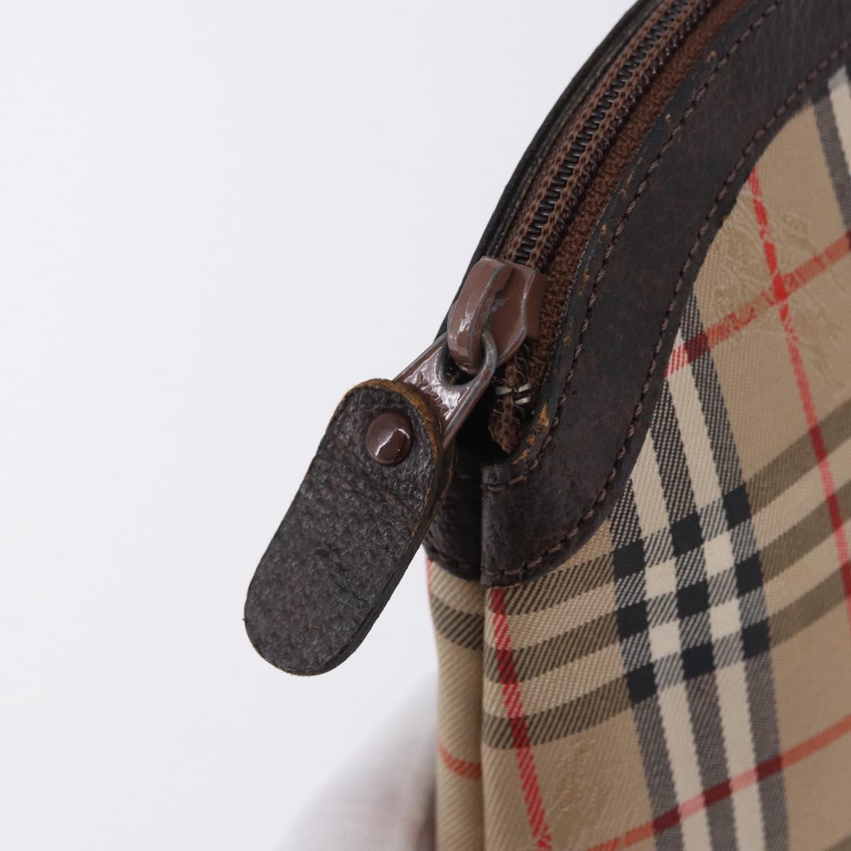 Burberrys Nova Check Pouch Canvas Beige Auth 200446A