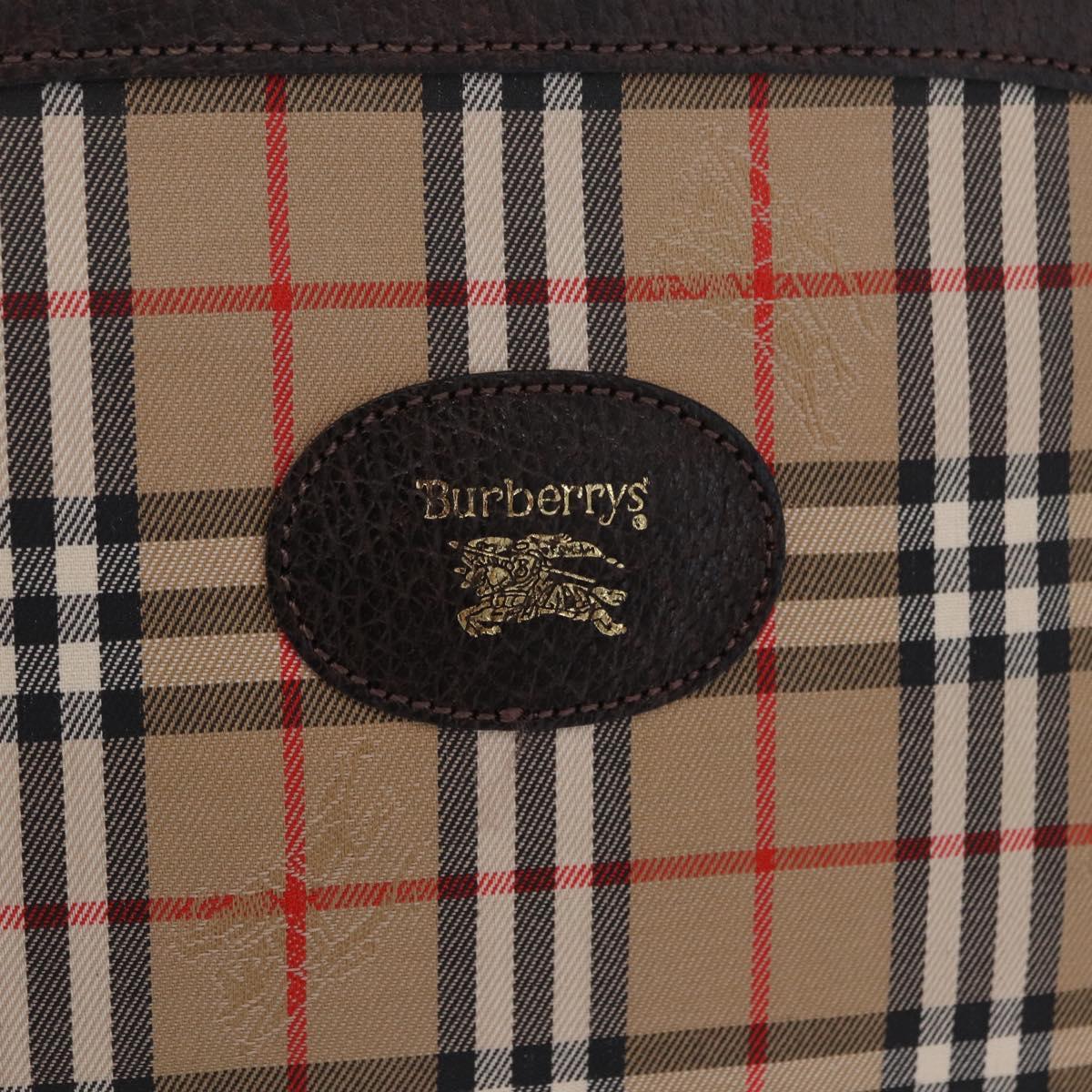 Burberrys Nova Check Pouch Canvas Beige Auth 200446A