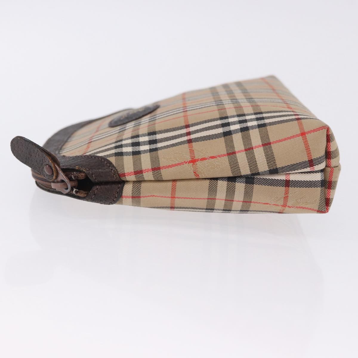 Burberrys Nova Check Pouch Canvas Beige Auth 200446A