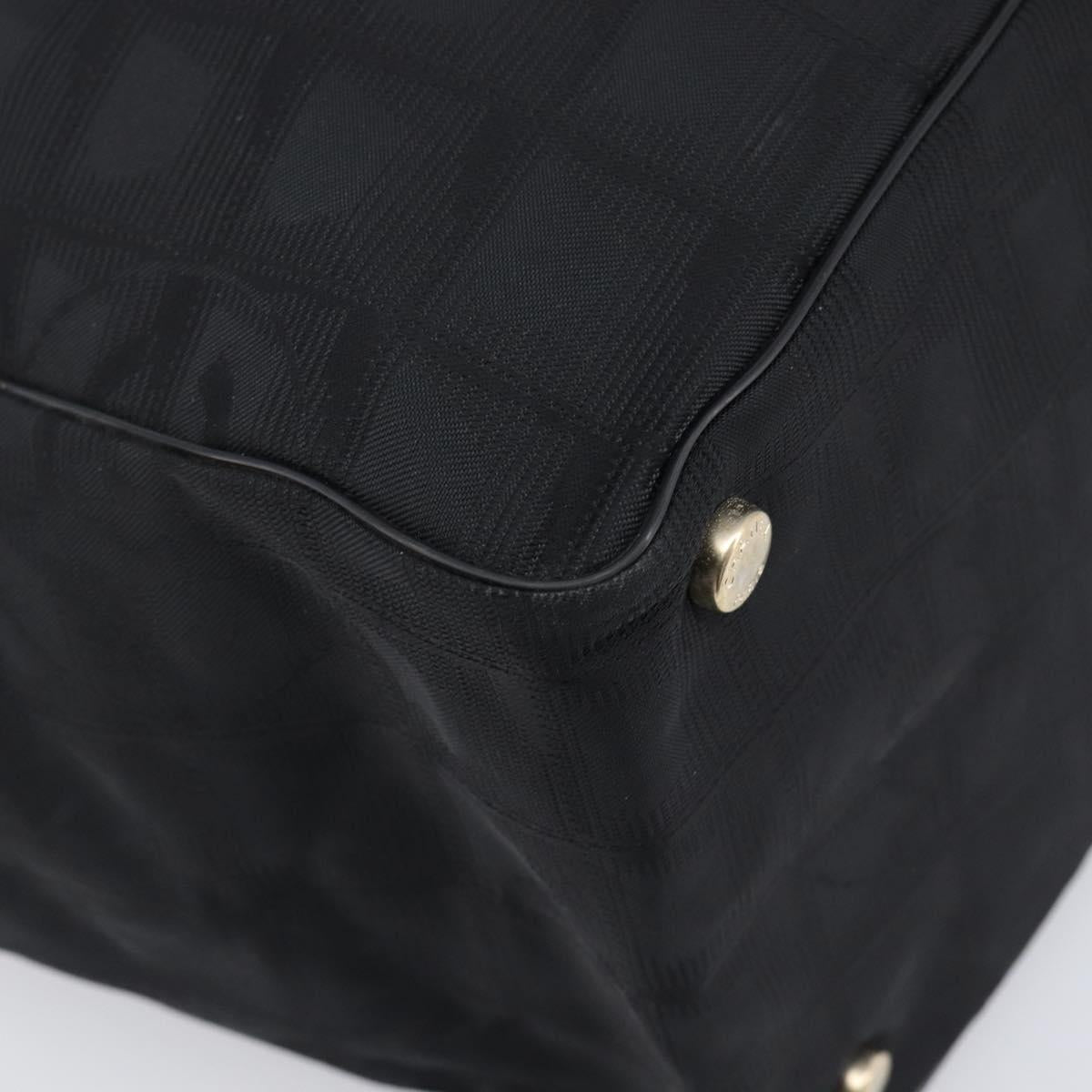 CHANEL New Travel Line Tote Bag Canvas Black Gold CC Auth 200448V