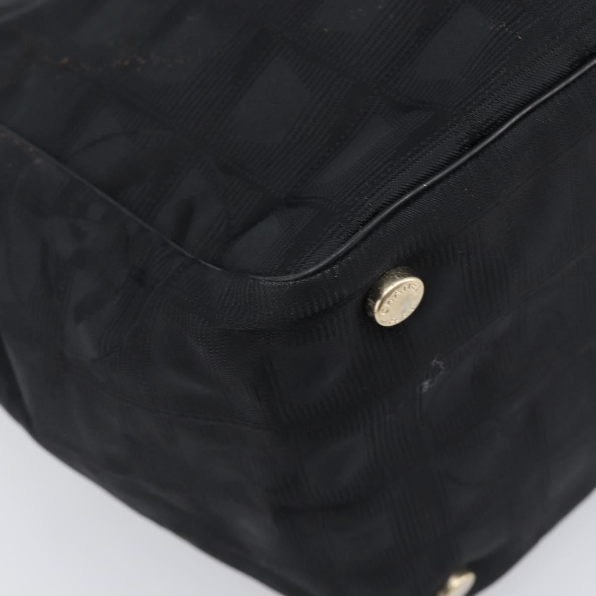 CHANEL New Travel Line Tote Bag Canvas Black Gold CC Auth 200448V