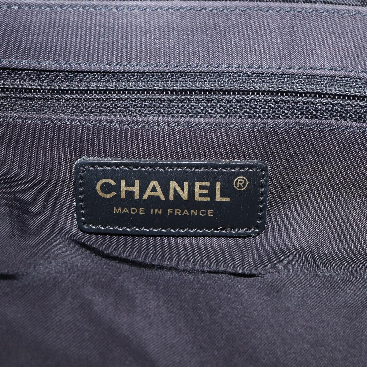 CHANEL New Travel Line Tote Bag Canvas Black Gold CC Auth 200448V