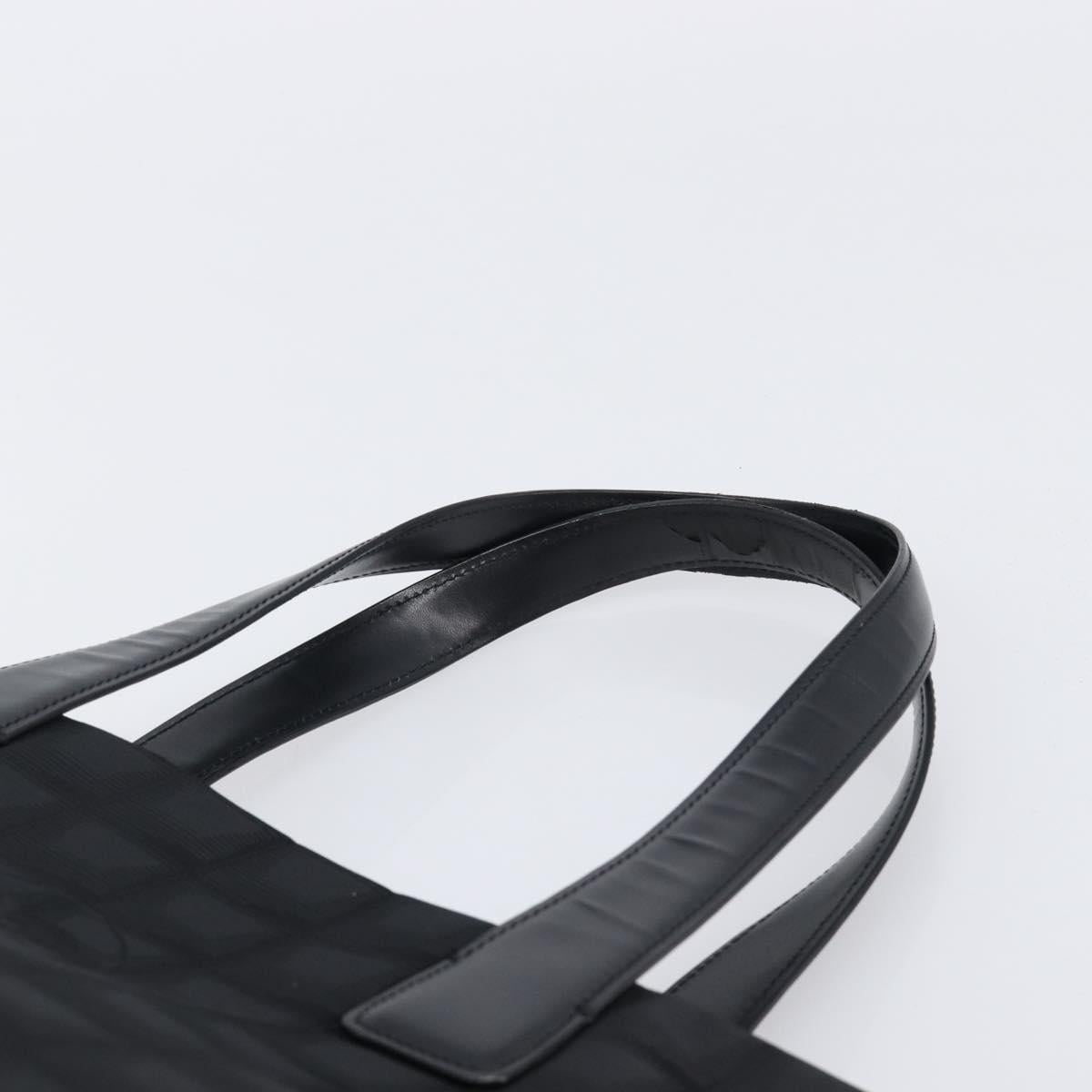 CHANEL New Travel Line Tote Bag Canvas Black Gold CC Auth 200448V