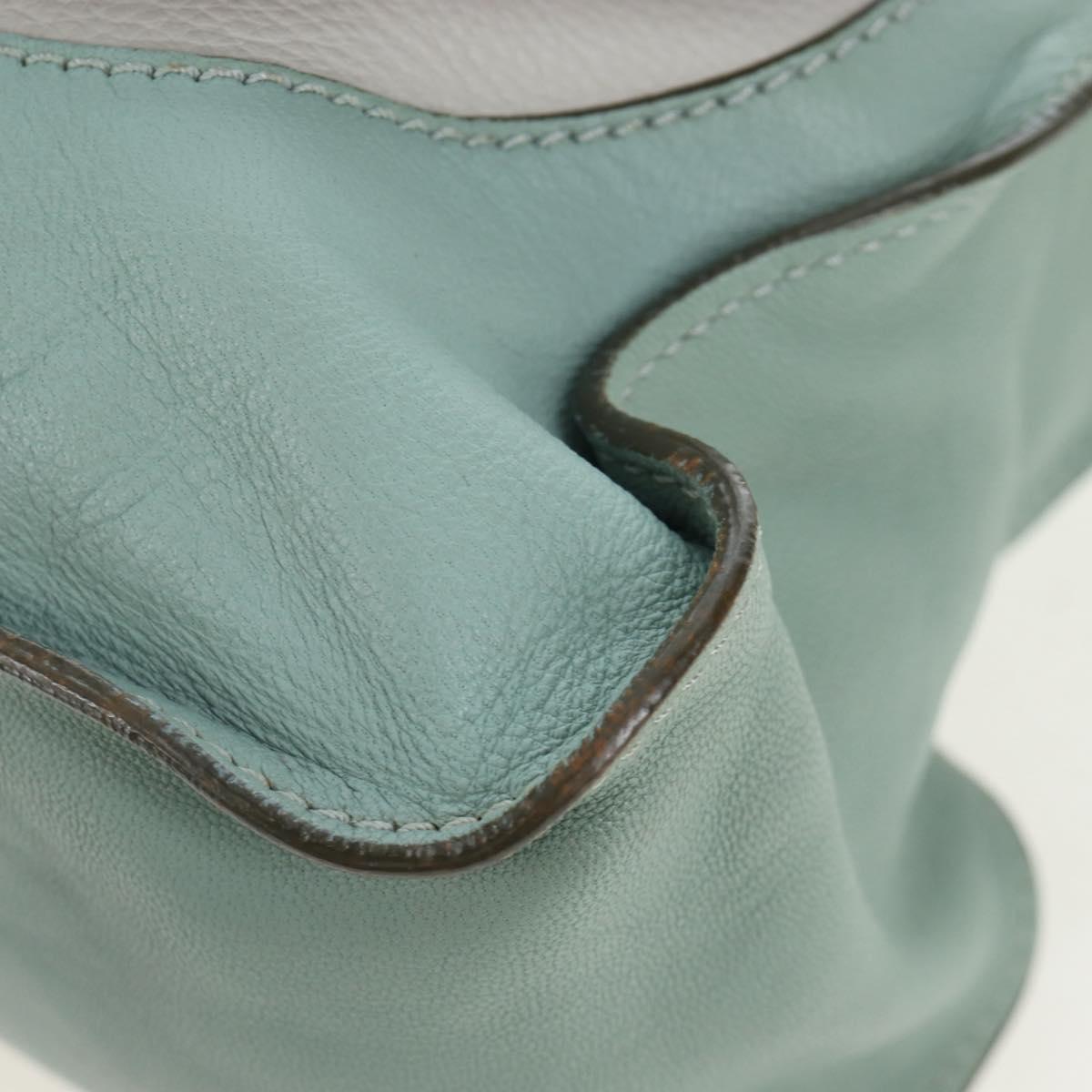 Chloe Marcie Hand Bag Leather 2way Green Gold Auth 200450V