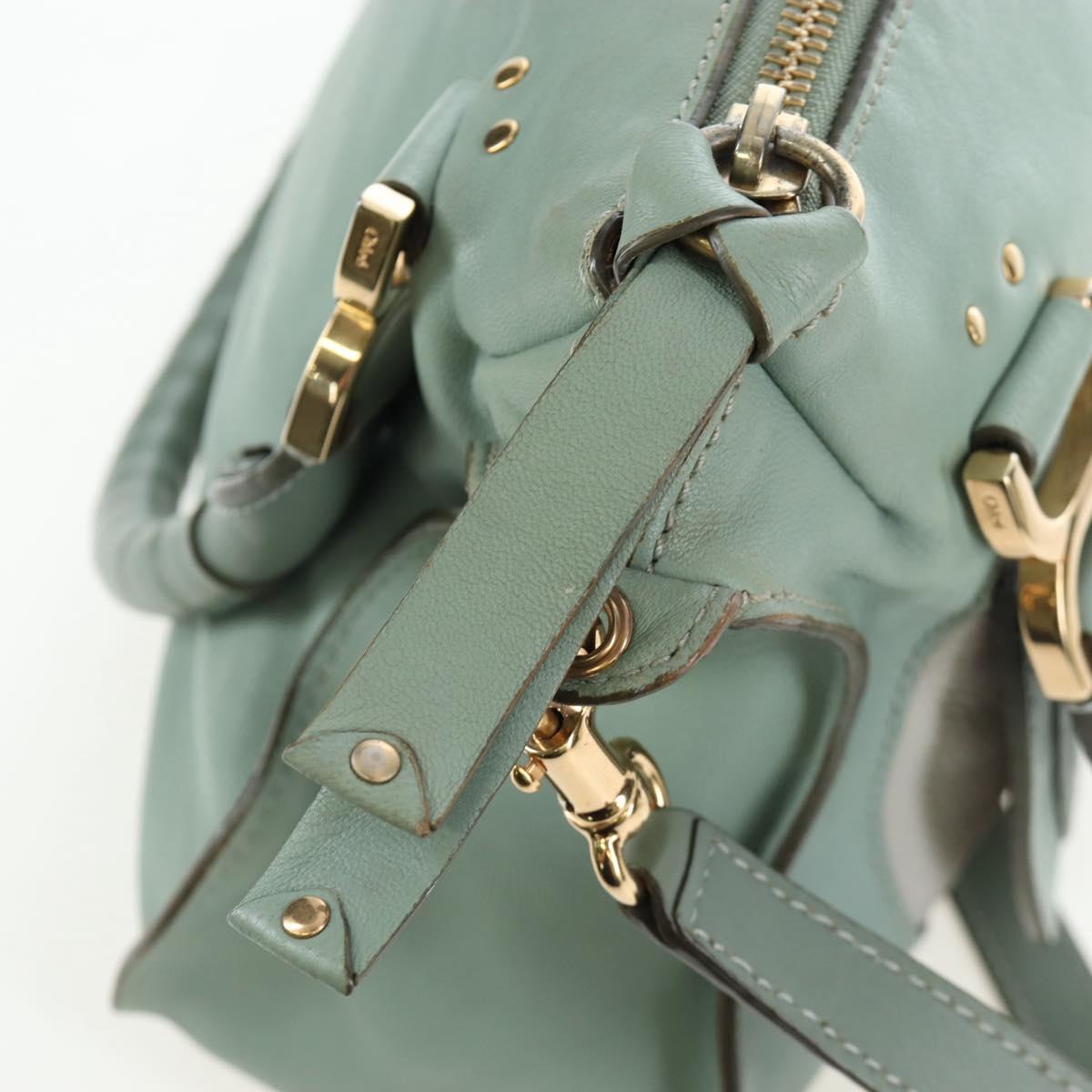 Chloe Marcie Hand Bag Leather 2way Green Gold Auth 200450V