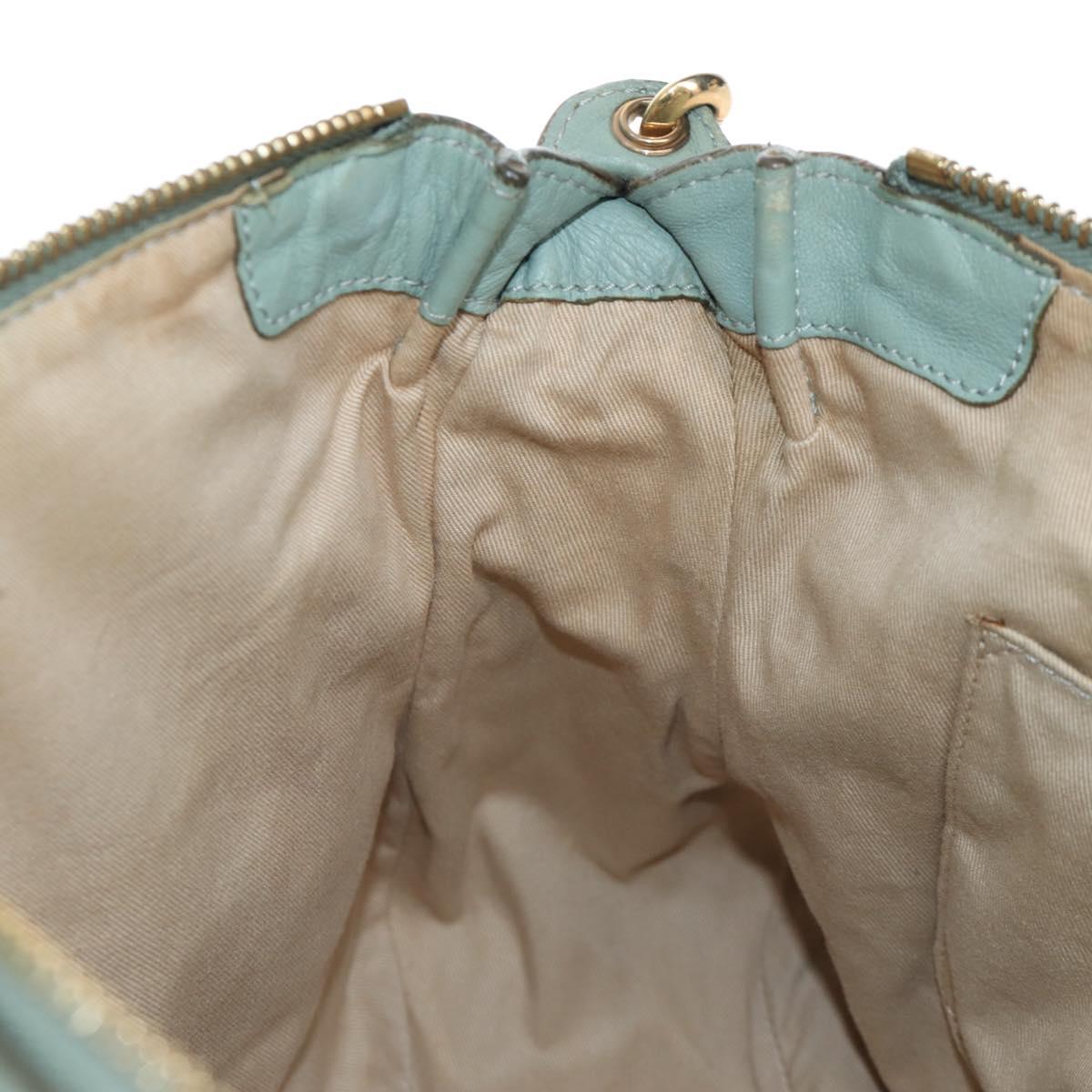 Chloe Marcie Hand Bag Leather 2way Green Gold Auth 200450V