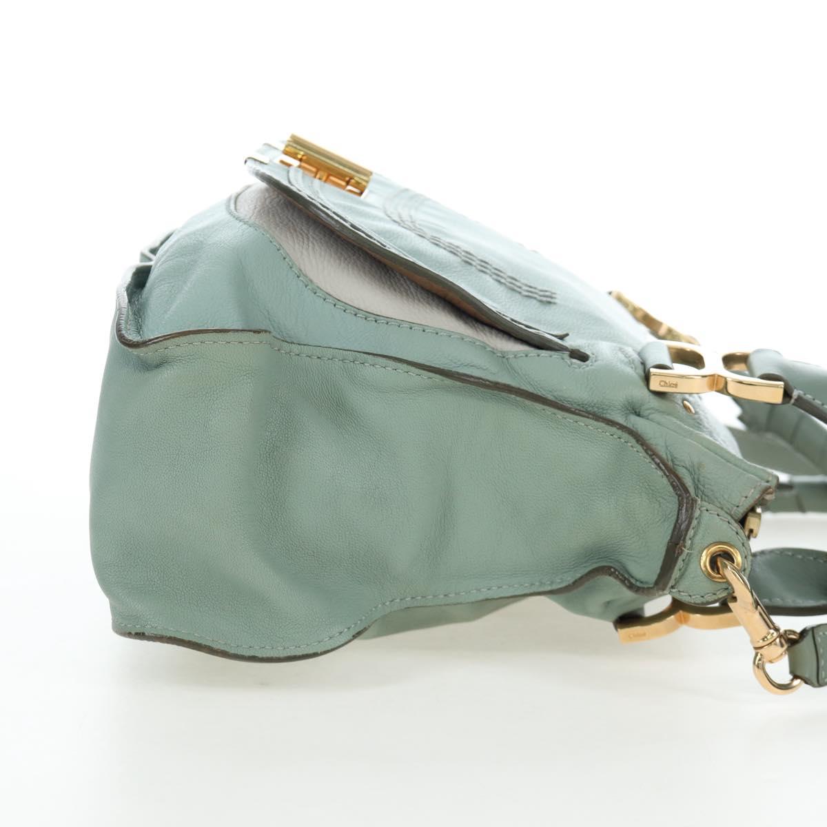Chloe Marcie Hand Bag Leather 2way Green Gold Auth 200450V
