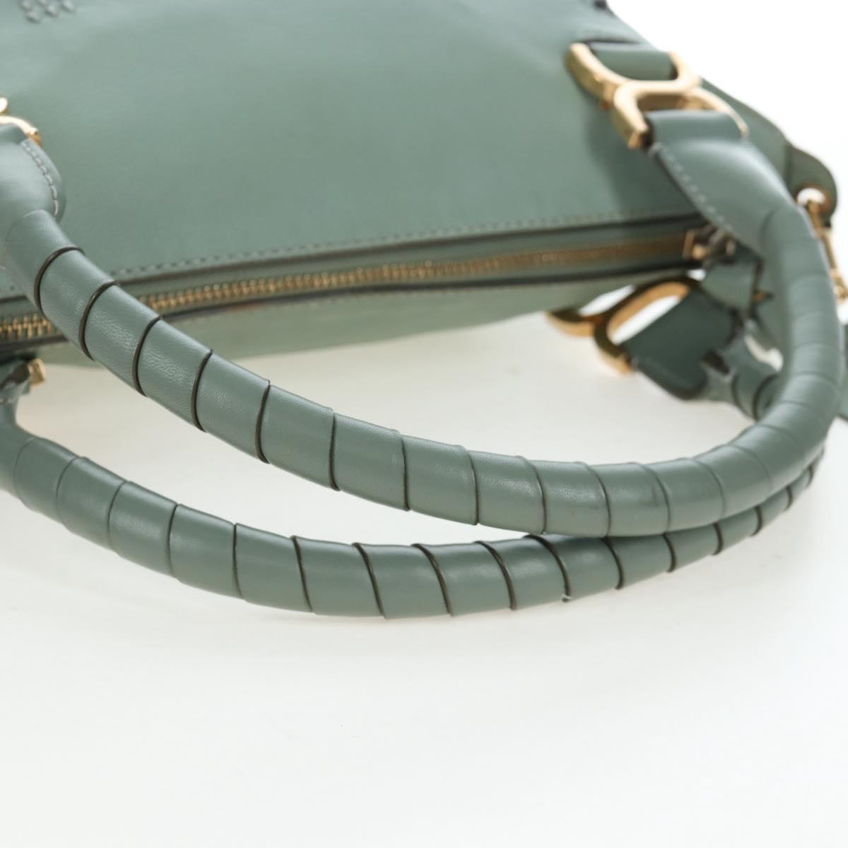 Chloe Marcie Hand Bag Leather 2way Green Gold Auth 200450V