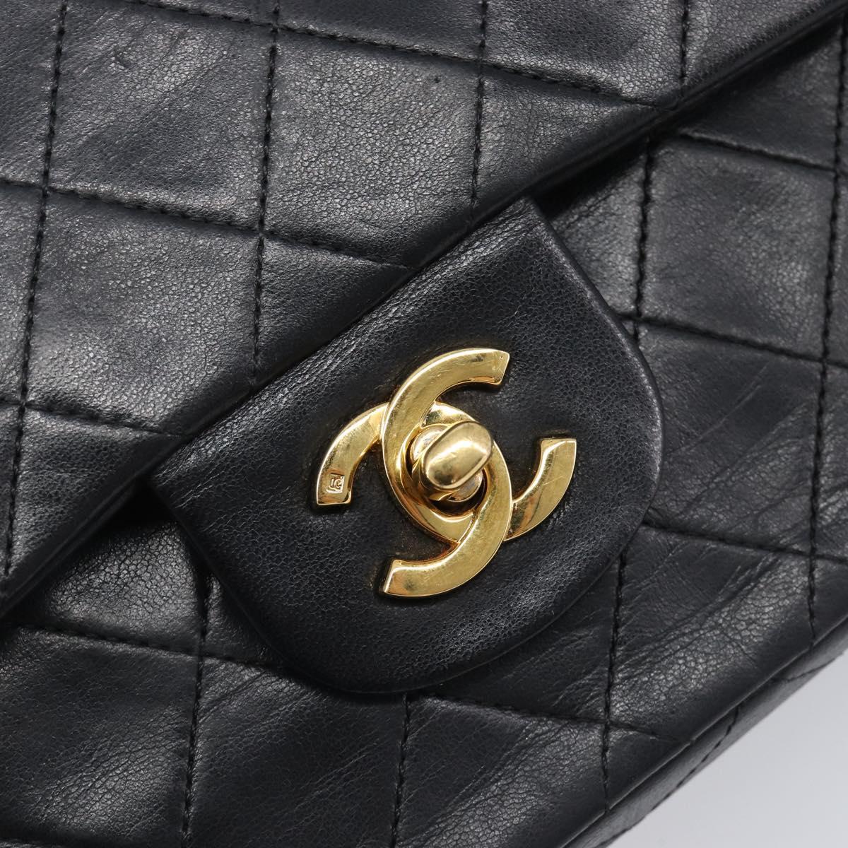 CHANEL Chain Matelasse 23 Shoulder Bag Lamb Skin Black Gold CC Auth 200454SAM