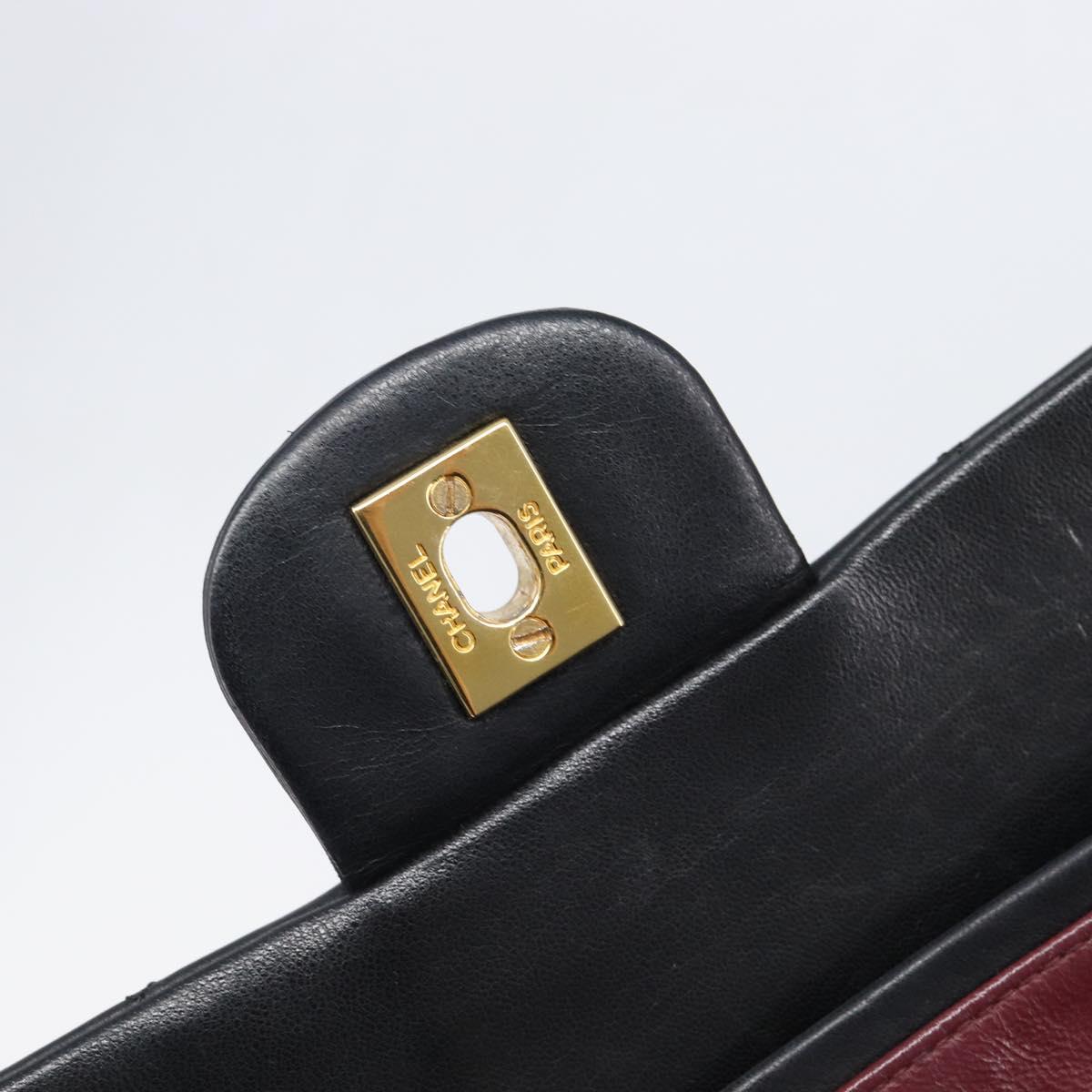 CHANEL Chain Matelasse 23 Shoulder Bag Lamb Skin Black Gold CC Auth 200454SAM