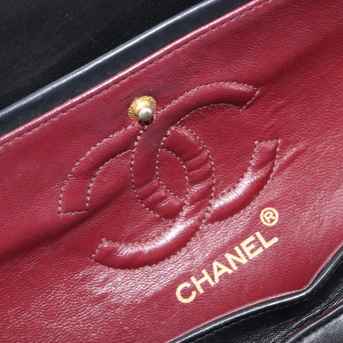CHANEL Chain Matelasse 23 Shoulder Bag Lamb Skin Black Gold CC Auth 200454SAM