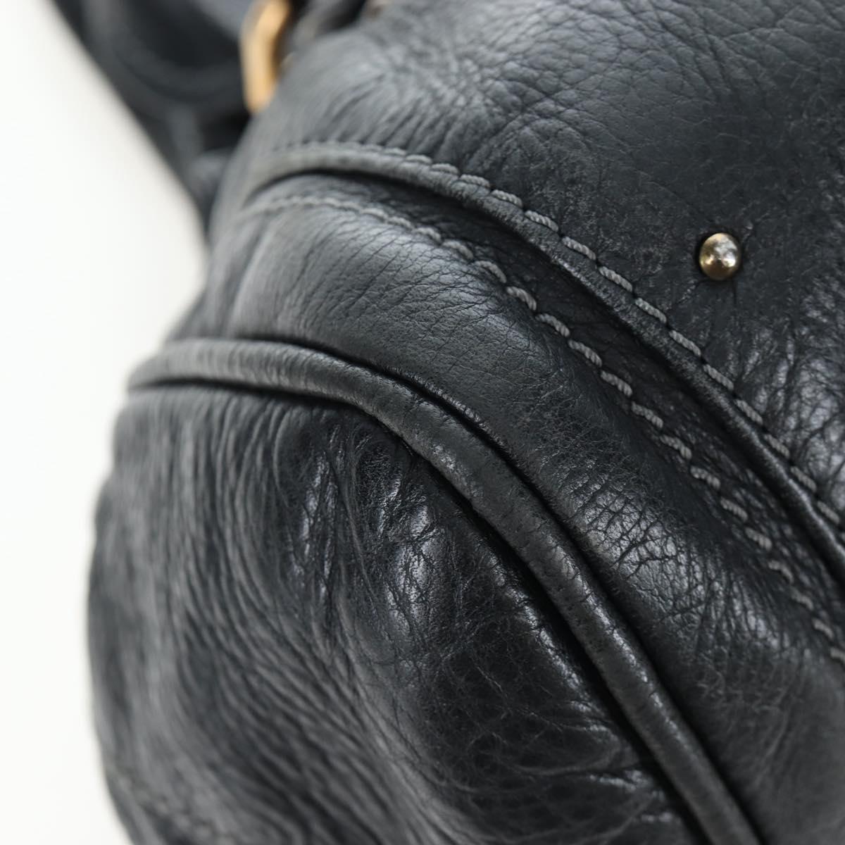 Chloe Paddington Hand Bag Leather Black Gold Silver Auth 200455V