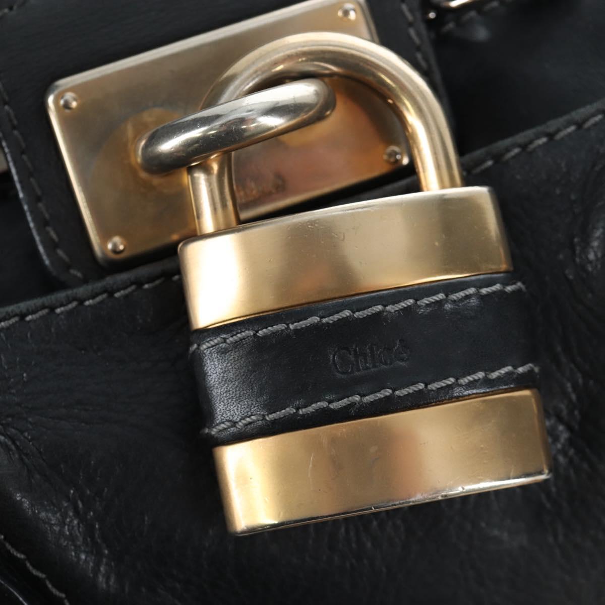 Chloe Paddington Hand Bag Leather Black Gold Silver Auth 200455V