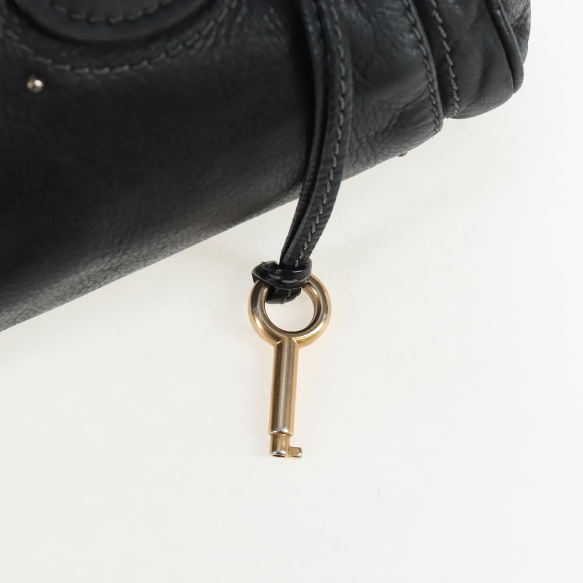 Chloe Paddington Hand Bag Leather Black Gold Silver Auth 200455V