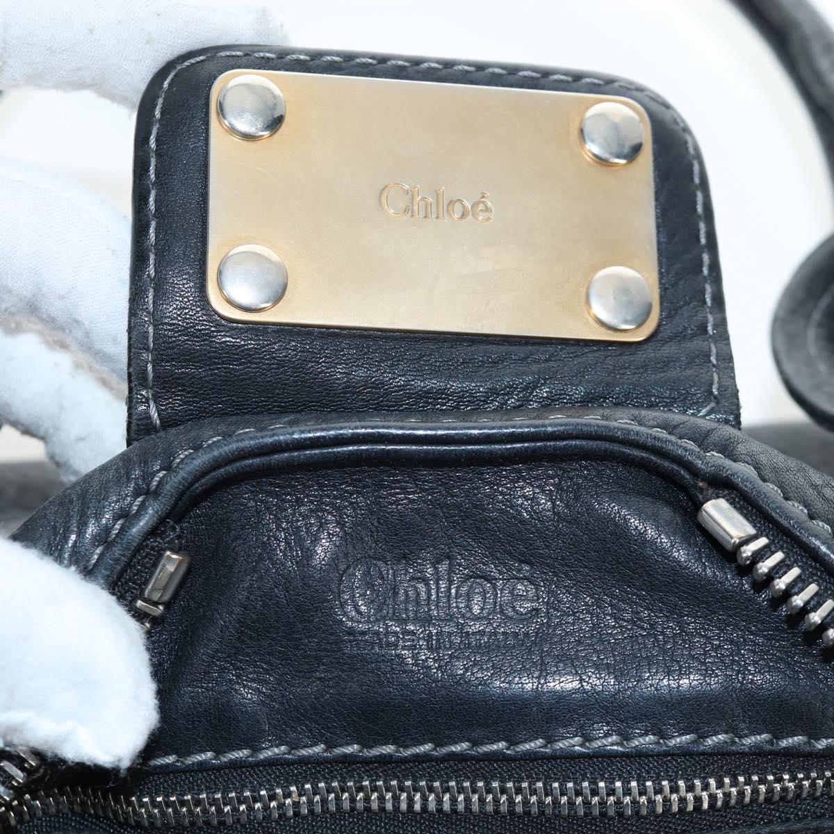 Chloe Paddington Hand Bag Leather Black Gold Silver Auth 200455V