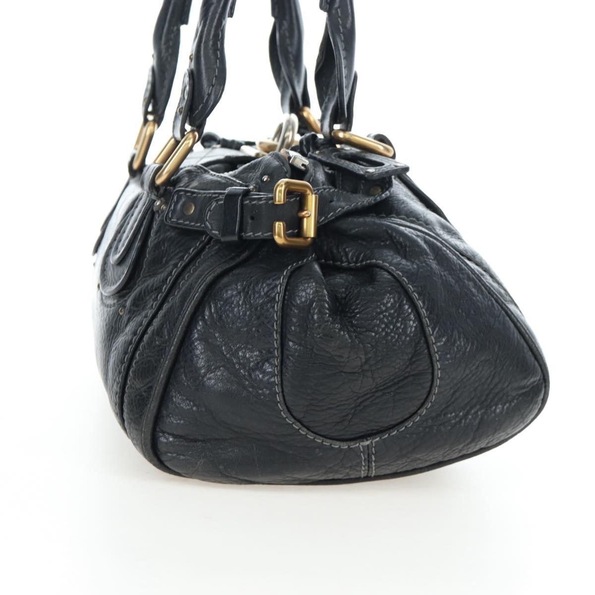 Chloe Paddington Hand Bag Leather Black Gold Silver Auth 200455V