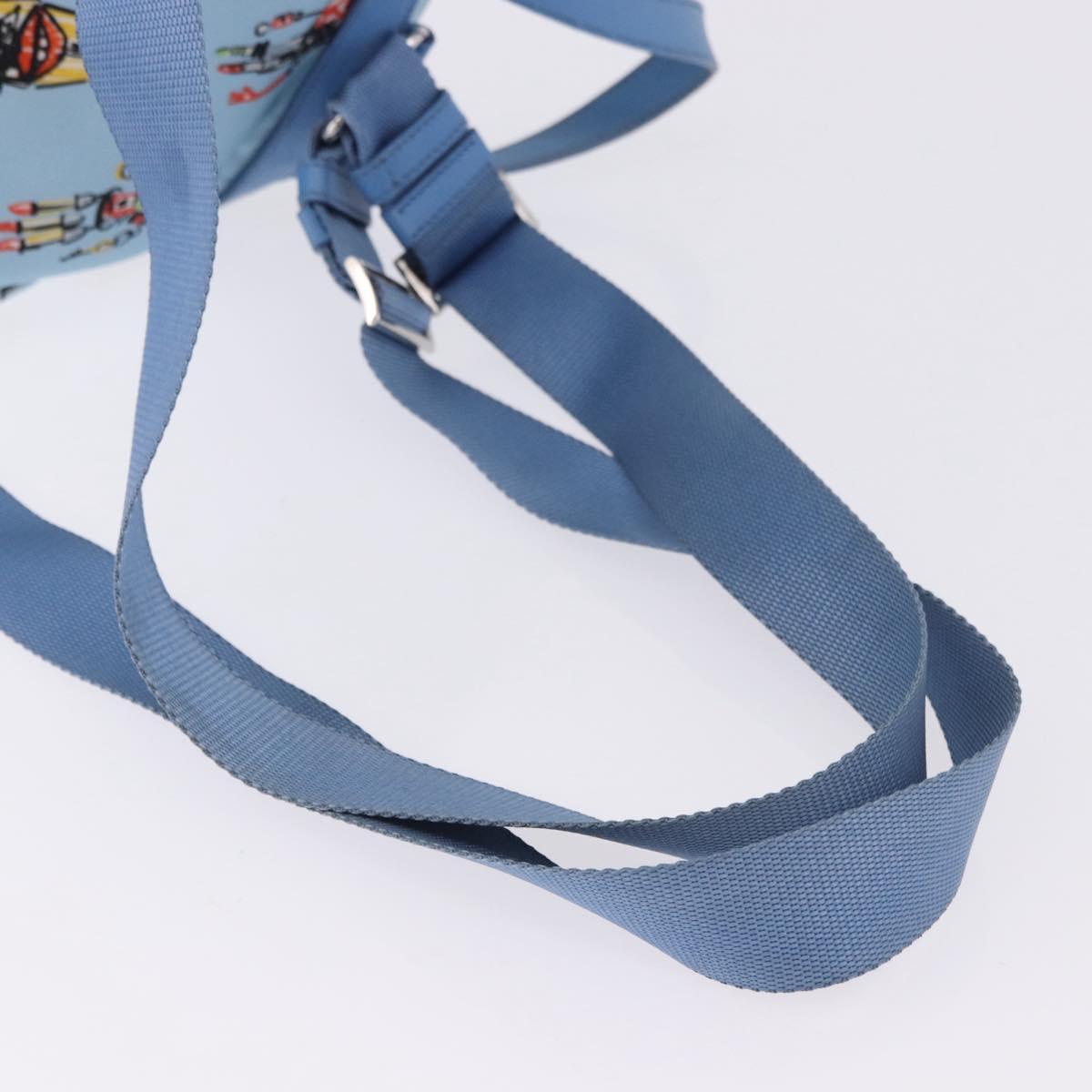 PRADA Backpack Nylon Light Blue Silver Auth 200461