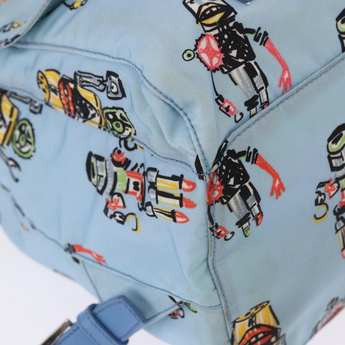PRADA Backpack Nylon Light Blue Silver Auth 200461