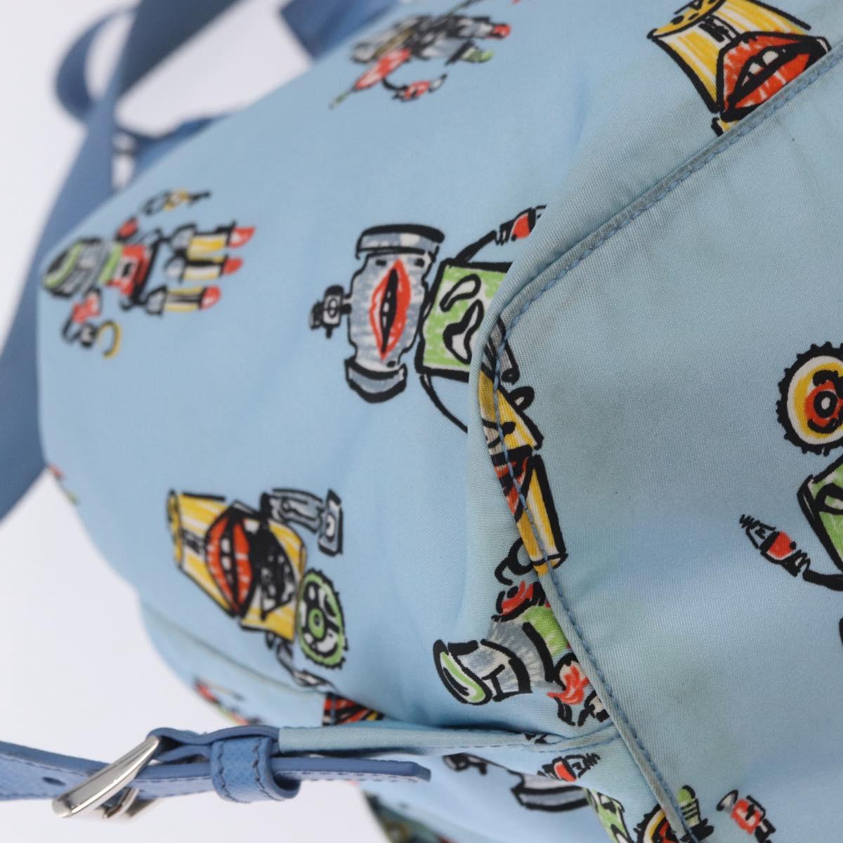PRADA Backpack Nylon Light Blue Silver Auth 200461