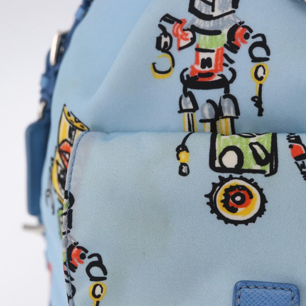 PRADA Backpack Nylon Light Blue Silver Auth 200461