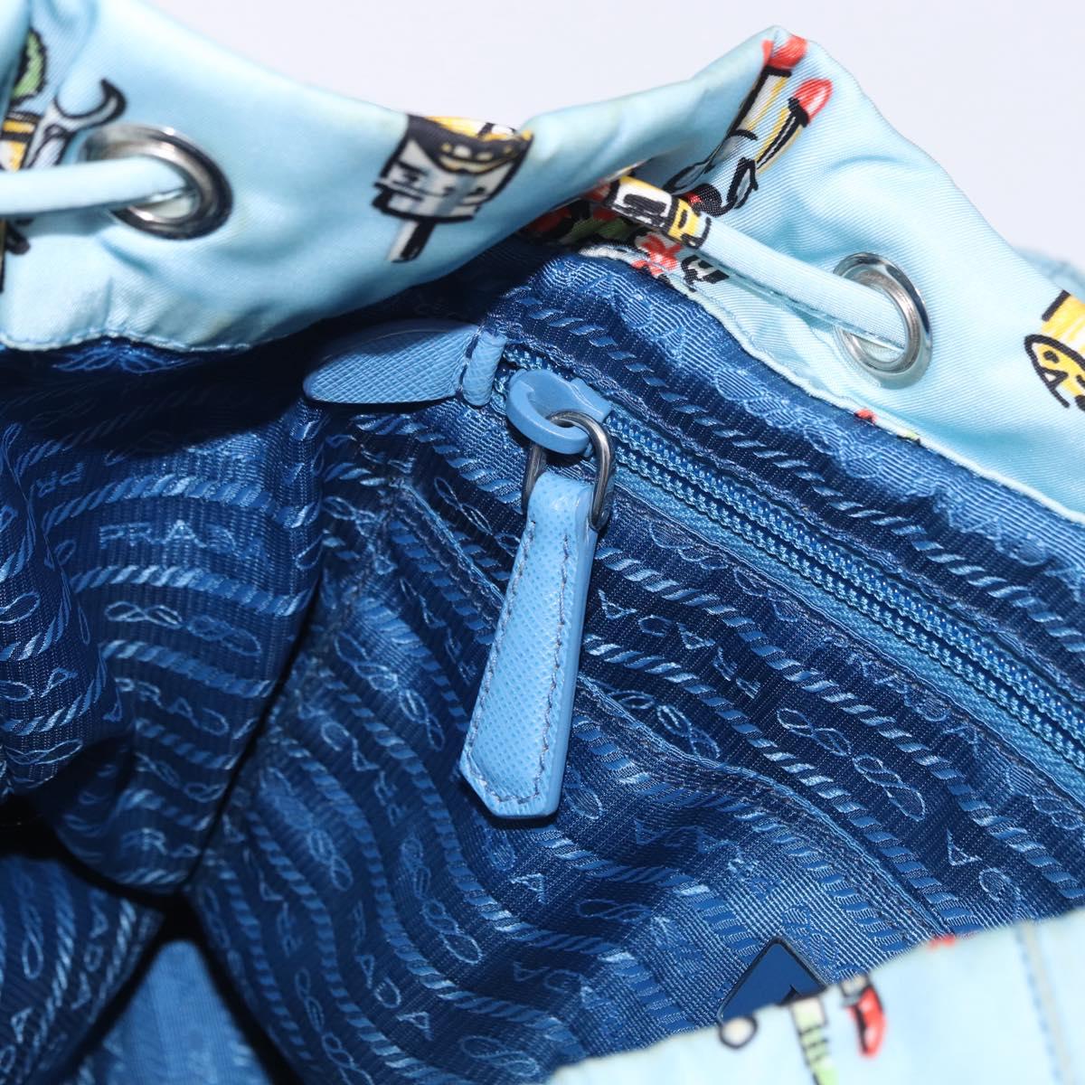 PRADA Backpack Nylon Light Blue Silver Auth 200461