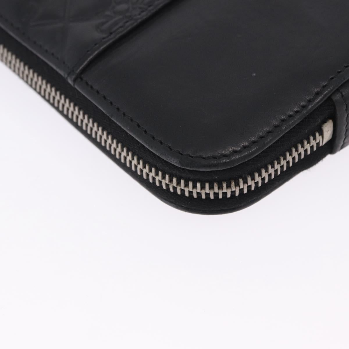CHANEL Icon iPad Case Leather Black Gold CC Auth 200467