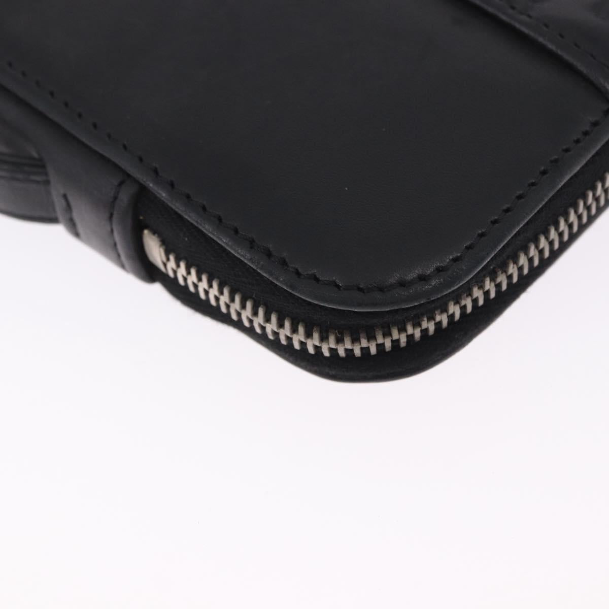 CHANEL Icon iPad Case Leather Black Gold CC Auth 200467