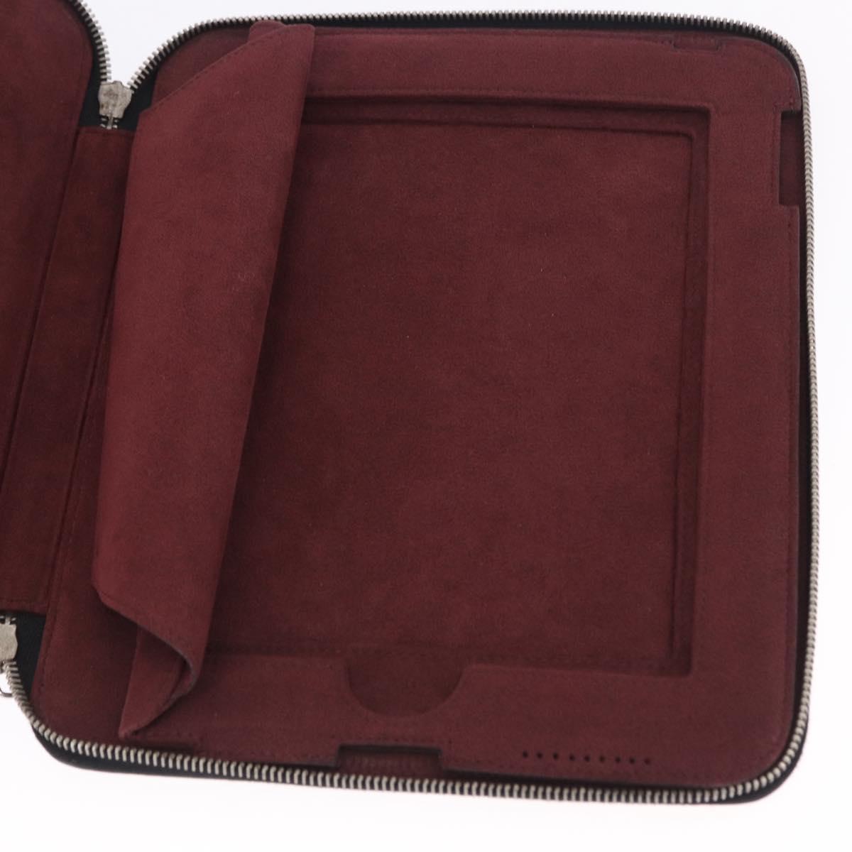 CHANEL Icon iPad Case Leather Black Gold CC Auth 200467